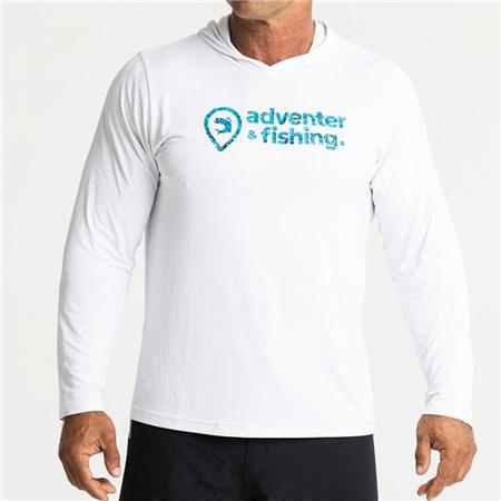 Long Sleeve T-Shirt For Men Adventer & Fishing Golon Anti Uv - Blanc/Bleu