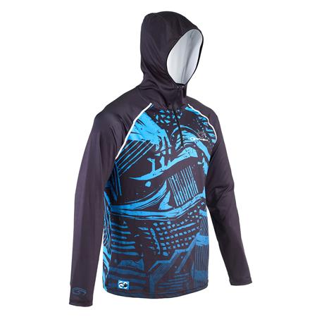 Long Sleeve T-Shirt For Men Garbolino Uv Protect 80'S Avec Capuche - Noir/Bleu