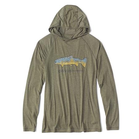 Long Sleeve T-Shirt For Men Orvis Technique Avec Capuche Dricast Logo - Marron