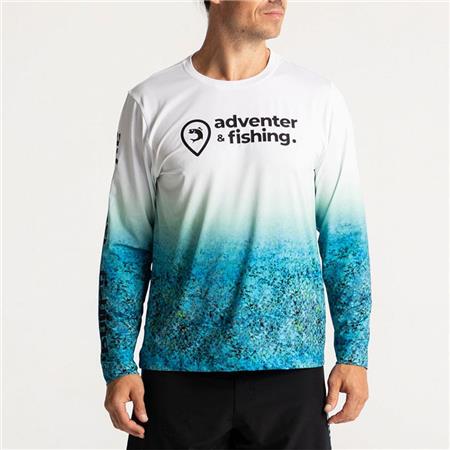Long Sleeve Men's Tee Shirt Adventer & Fishing Bozed Anti Uv - Bleu