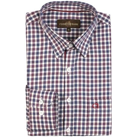 Long Sleeved-Shirt Man Club Interchasse Ambroise Squares Rouille/Vert