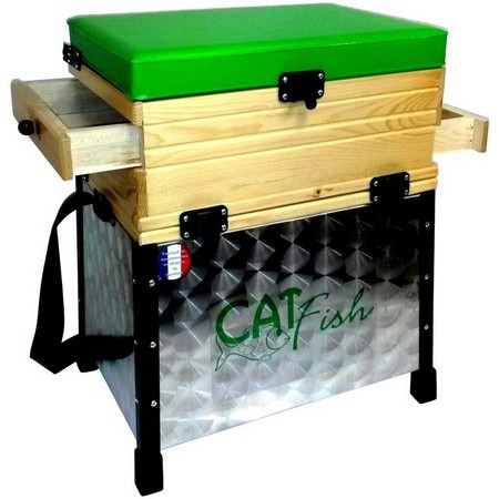 Fishing Seat Aluminium 3 Wood Drawers Catfish Prestige