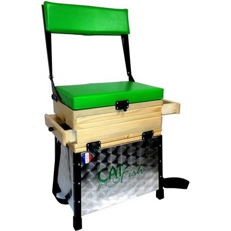 Fishing Seat Alu 3 Wood Drawers And Back Catfish Prestige