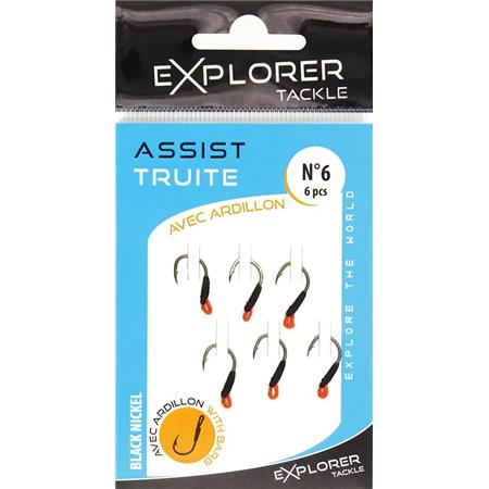 Fish Hook Explorer Tackle Assist Truite Avec Ardillon - Pack Of 6
